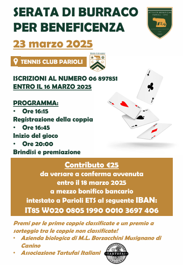 SERATA DI BURRACO PER BENEFICENZA